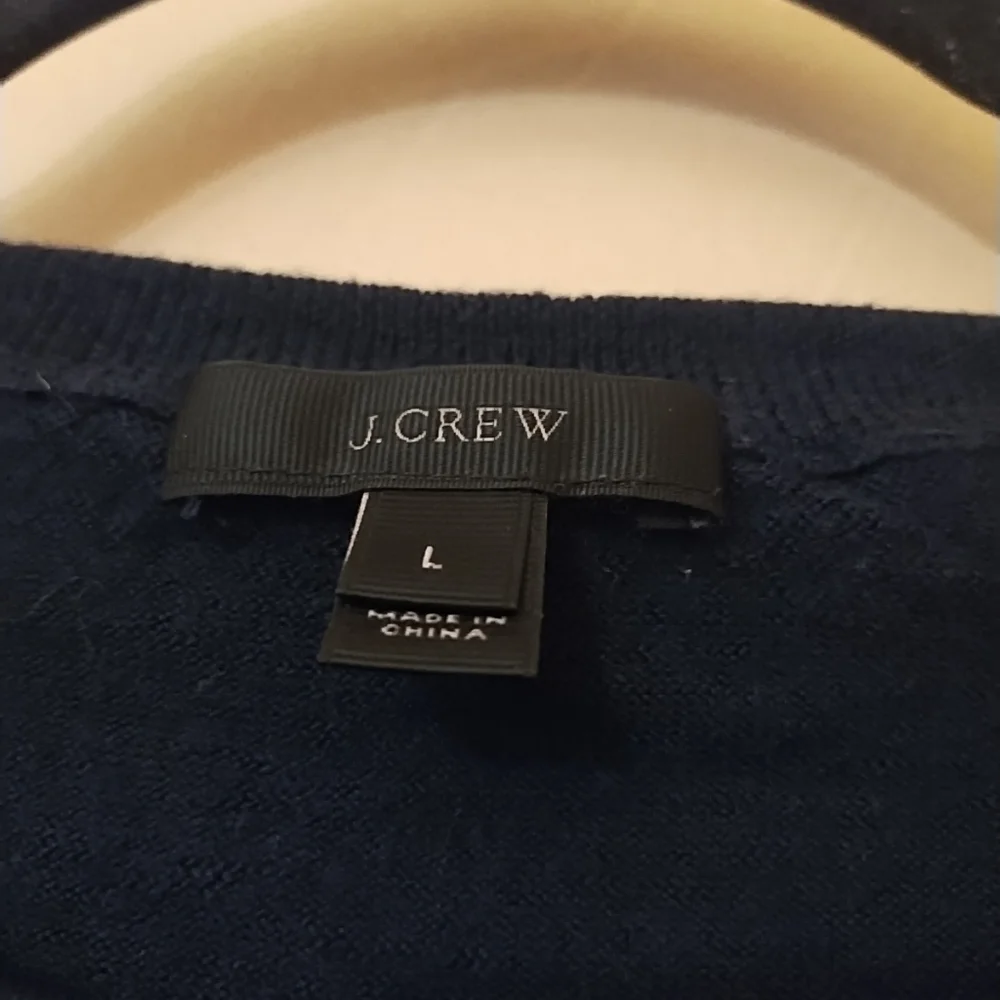 J Crew Men's  Navy Blue Long Sleeve 100% Merino Wool‎ Crew Neck Light Weight L.